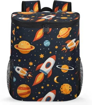 20-Hour Insulated Backpack Cooler Spaceship Cartoon Rocket Leakproof Cooler Bag Portable Cooler Backpack