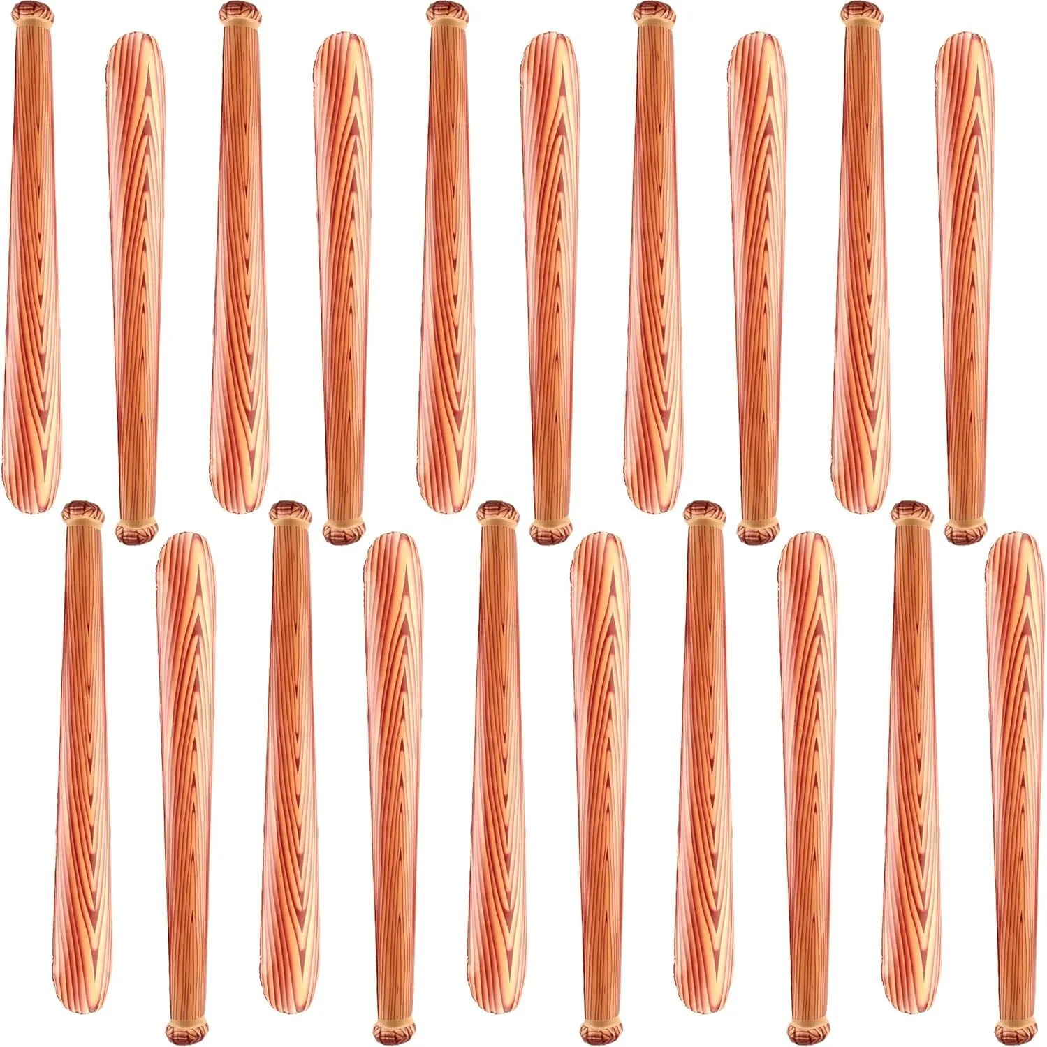 20 Pack 31.5 Inch Inflatable Baseball Bat Blow up Baseball Bat Wood Grain Pattern Baseball Bat Inflates for Carnival Birthday Pool Summer Beach Baseball Theme Party Favors