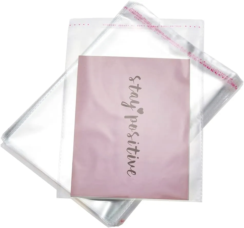 200 Pcs 7" x 9" Thick Clear Resealable Cello Seal Cellophane Bags Self Adhesive Packing Bakery Prints Photos Cards Gift Poly Cellophane Bag