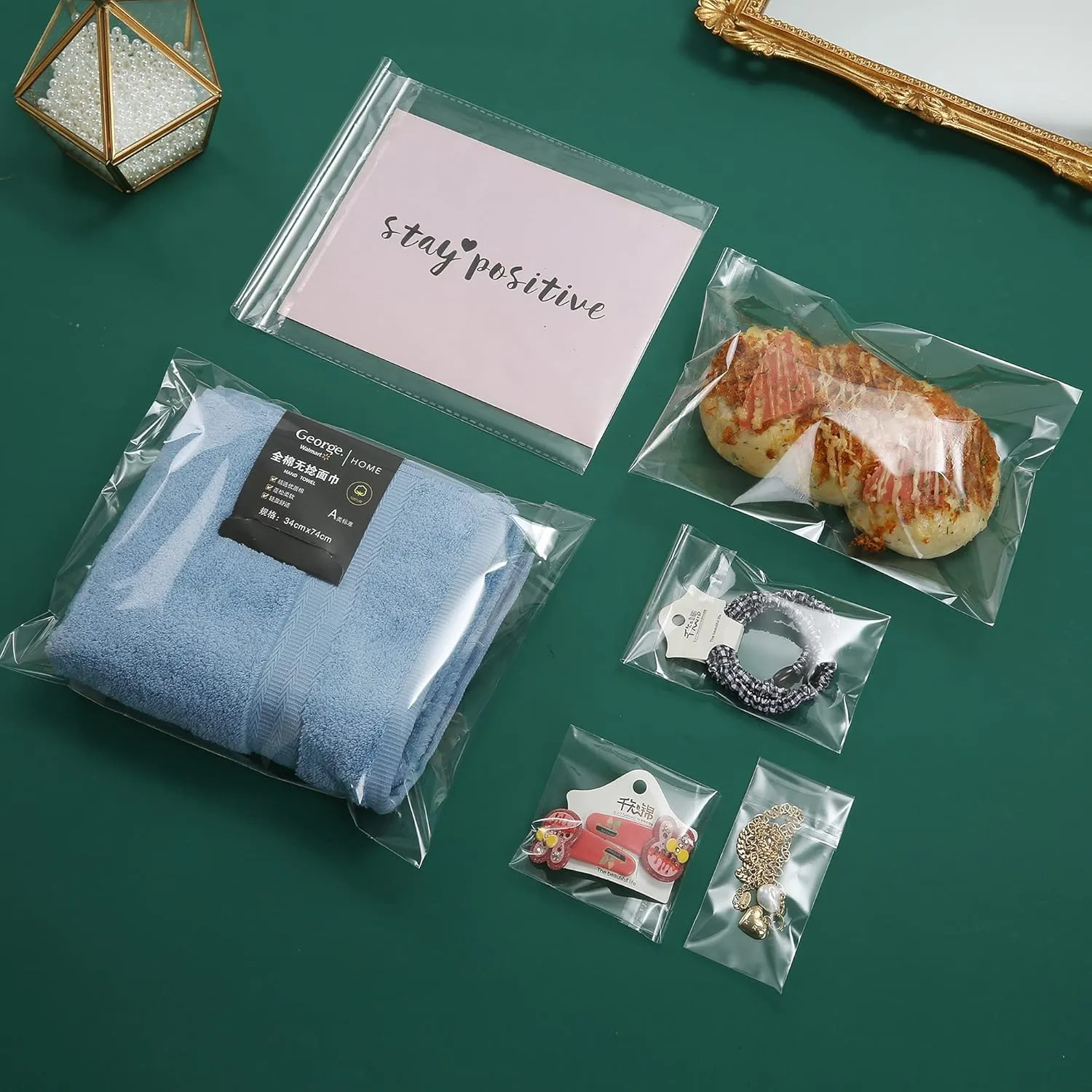 200 Pcs 7" x 9" Thick Clear Resealable Cello Seal Cellophane Bags Self Adhesive Packing Bakery Prints Photos Cards Gift Poly Cellophane Bag