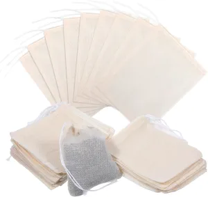 200PCS 3”X4” Reusable Drawstring Cotton Tea Bags - Cheesecloth Bags for Straining, Muslin Bags, Sachet Bags, Soup Bags, Coffee Tea Bone Broth Brew Bags