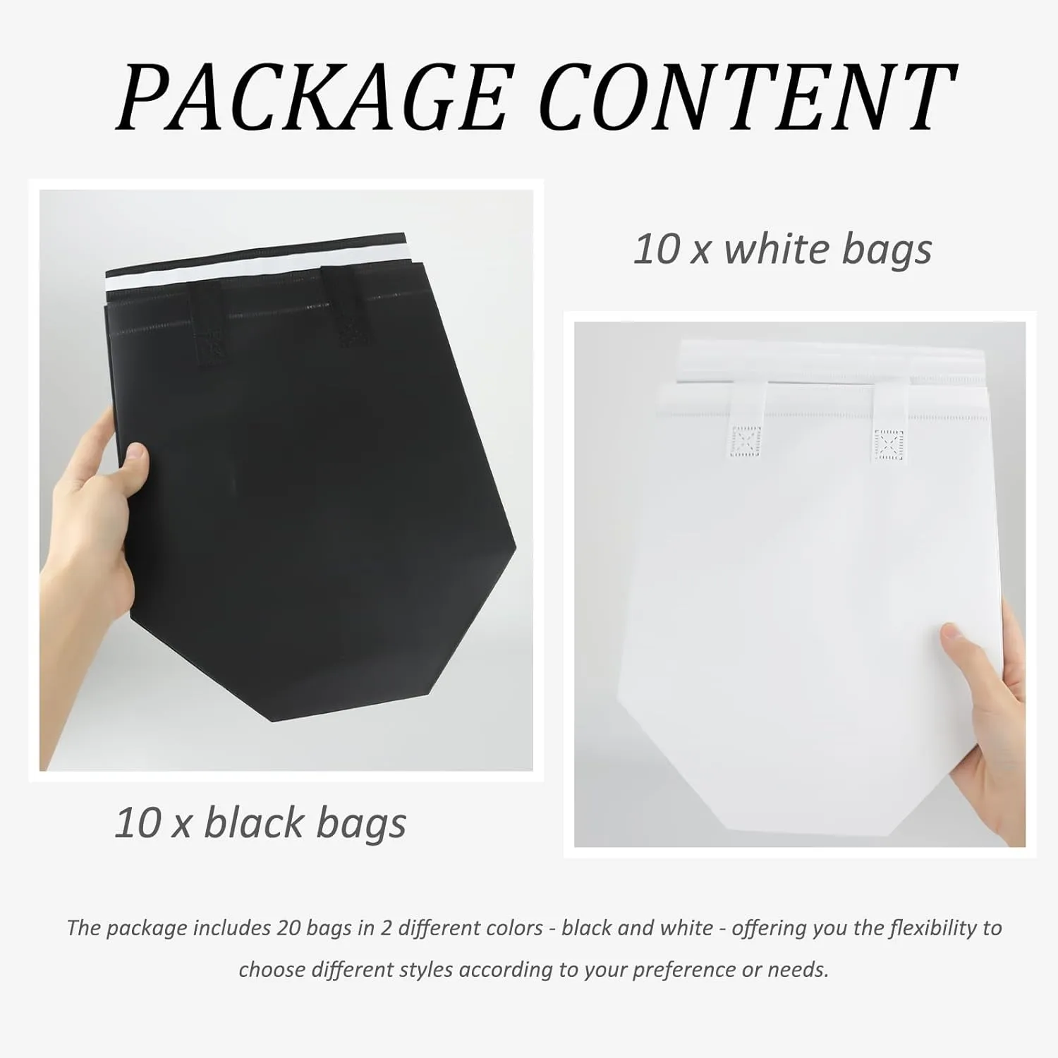 20Pcs Insulated Take Away Bags Disposable Cooler Bag Thermal Lunch Grocery Take Out Bags for Coffee Milk Tea Hot Cold Drink Fresh Food Delivery (Black, White)