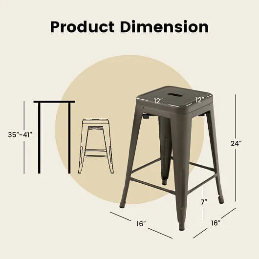 24 Inch Set of 4 Tolix Style Counter Height Barstool Stackable Chair-Gun - Color
