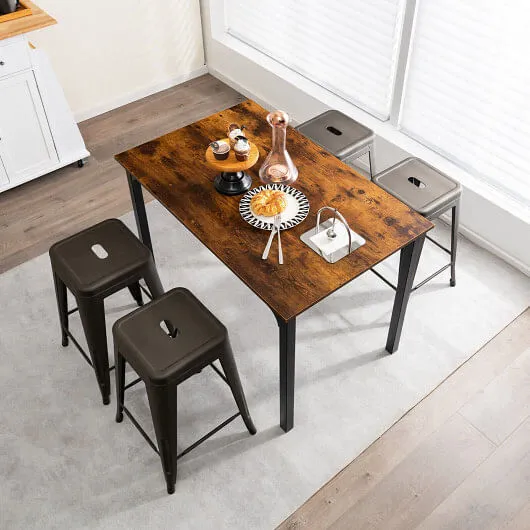 24 Inch Set of 4 Tolix Style Counter Height Barstool Stackable Chair-Gun - Color