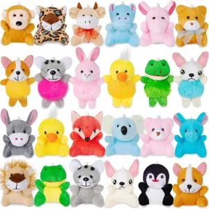 24 Pack Mini Stuffed Animals Bulk Party Favors For Kids Treasure Box Toys Classroom Plush Toys Claw Machine Key Chains Carnival Prizes Small Valentine Halloween Christmas Gifts Stocking Stuffers