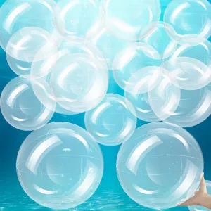 24 Pieces Inflatable Clear Beach Ball Clear Bulk Balloons Transparent Swimming Water Pool Party Clear Plastic Balls Ball Clear Bouncy Ball Toy Floating Ball for Beach Vacation Pool (8 Inch)