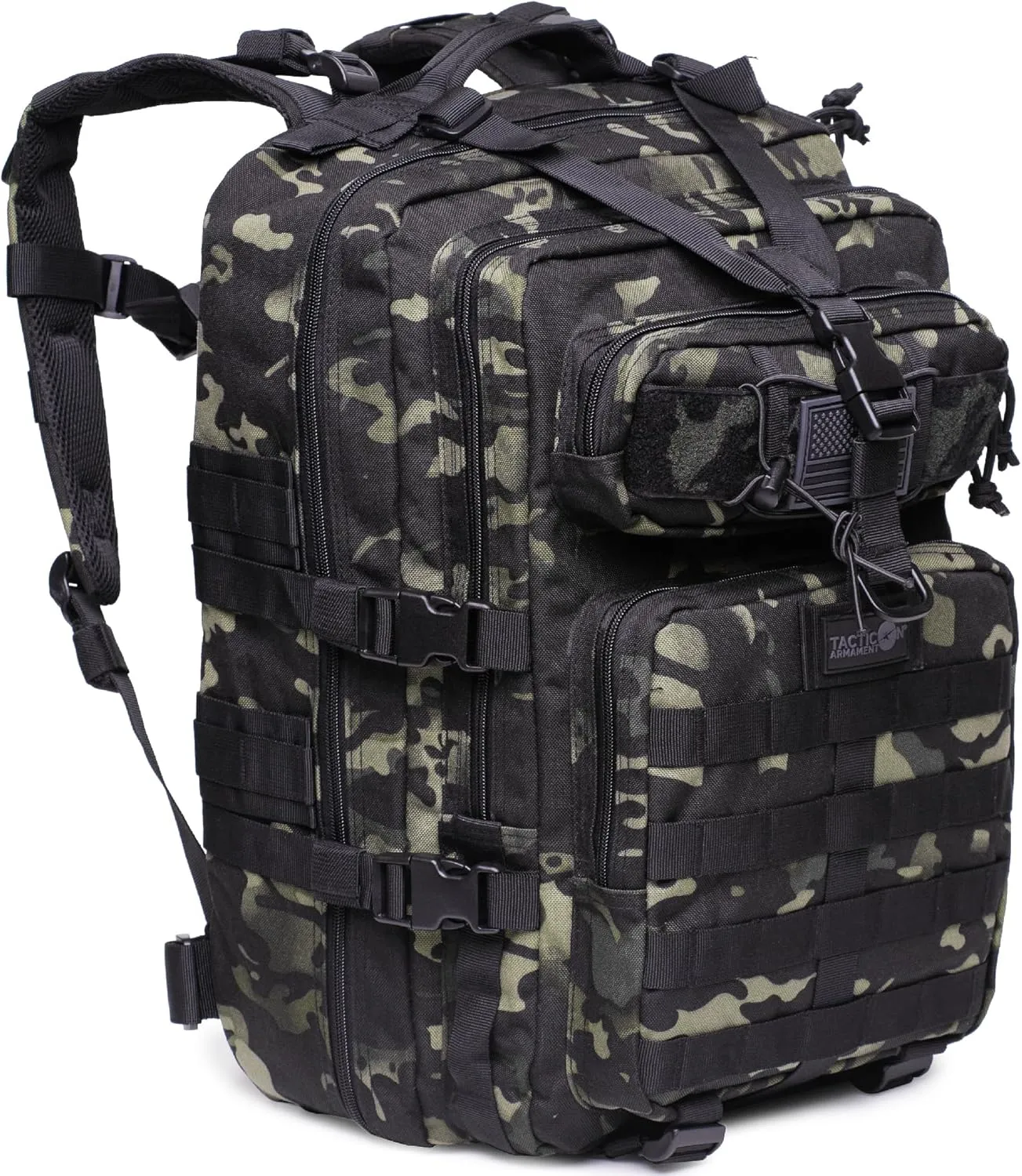 24BattlePack Tactical Backpack | 1 to 3 Day Assault Pack | Combat Veteran Owned Company |40L Bug Out Bag (Black Camo)