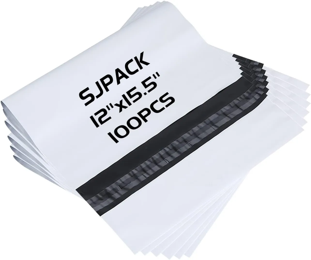 2.5 Mil 12x15.5-inch Poly Mailers Envelopes Bags, White Shipping Bags (100 Bags)