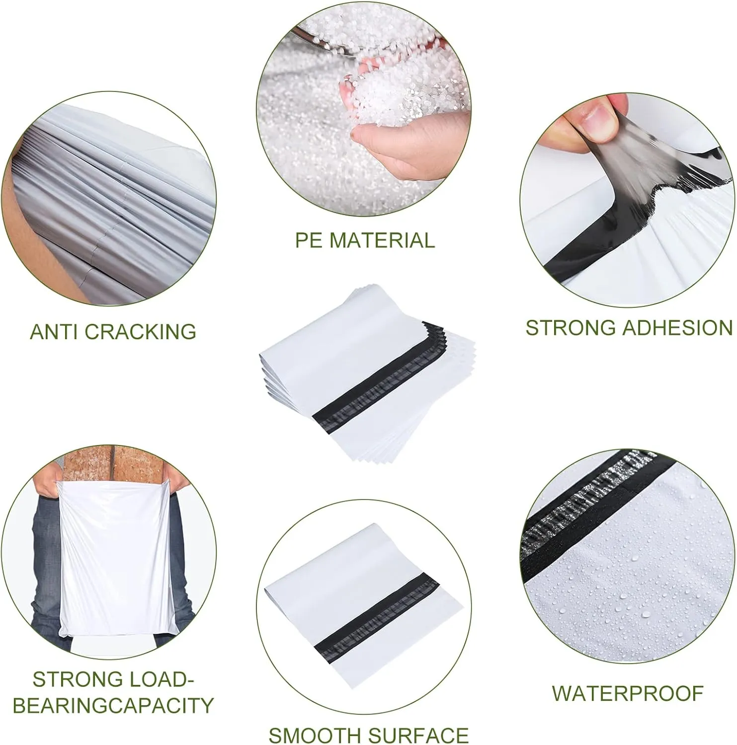 2.5 Mil 12x15.5-inch Poly Mailers Envelopes Bags, White Shipping Bags (100 Bags)