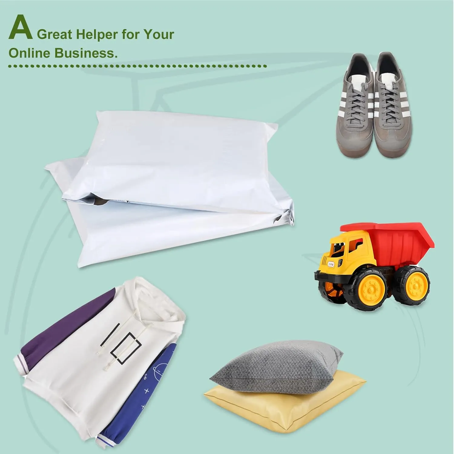 2.5 Mil 12x15.5-inch Poly Mailers Envelopes Bags, White Shipping Bags (100 Bags)