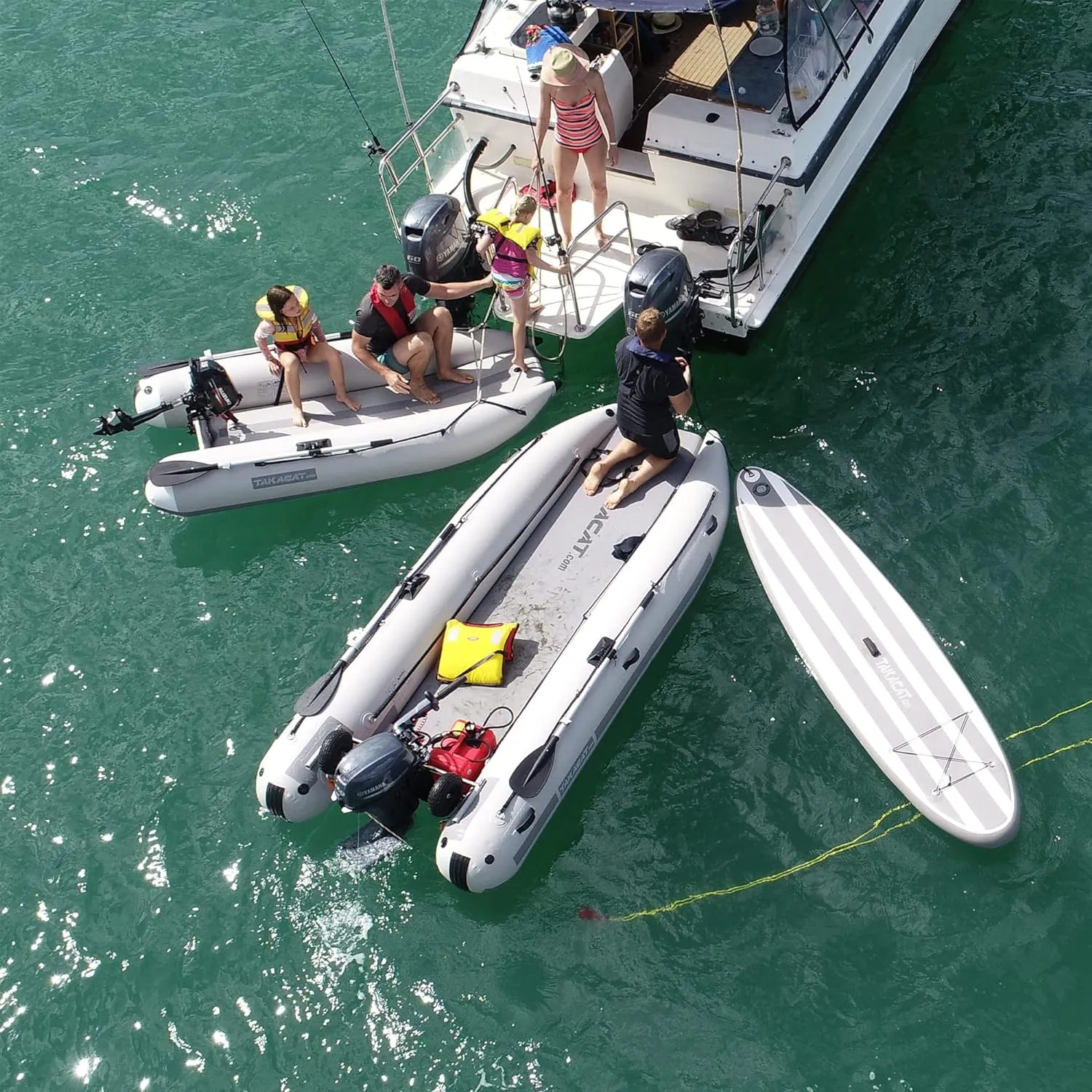 260LX Inflatable Dinghy Boat Open Transom Sport Tender - 3-Person - 8HP, Ultra-Portable Open Bow Design, 2.6 Meters, Gray