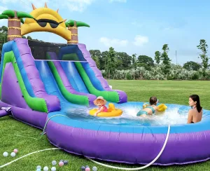 26FT(L) Commercial Grade Water Slide for Kids Adults,(Double Slides) (Heavy Duty Full PVC) (Big Airtight Water Pool), (950w UL Blower), Inflatable Waterslide for Backyard, Outdoor Blow up Park