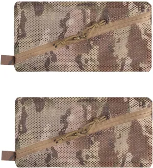 2PC Tactical Carry On Zipper Mesh Pouch, Insert Organizer Utility Admin Pouch Travel Organizer EDC Bag Toiletry Kit Set Storage Case 12X6 inch (CAMO)