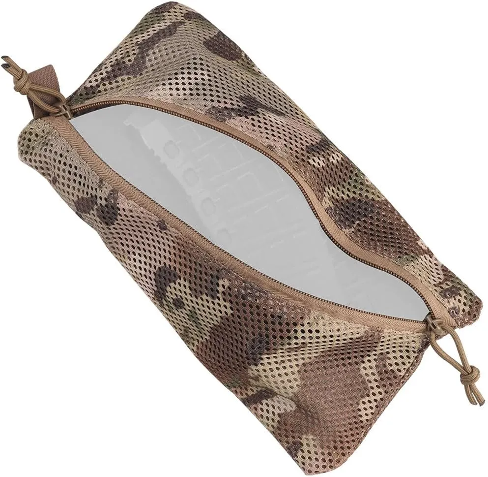 2PC Tactical Carry On Zipper Mesh Pouch, Insert Organizer Utility Admin Pouch Travel Organizer EDC Bag Toiletry Kit Set Storage Case 12X6 inch (CAMO)