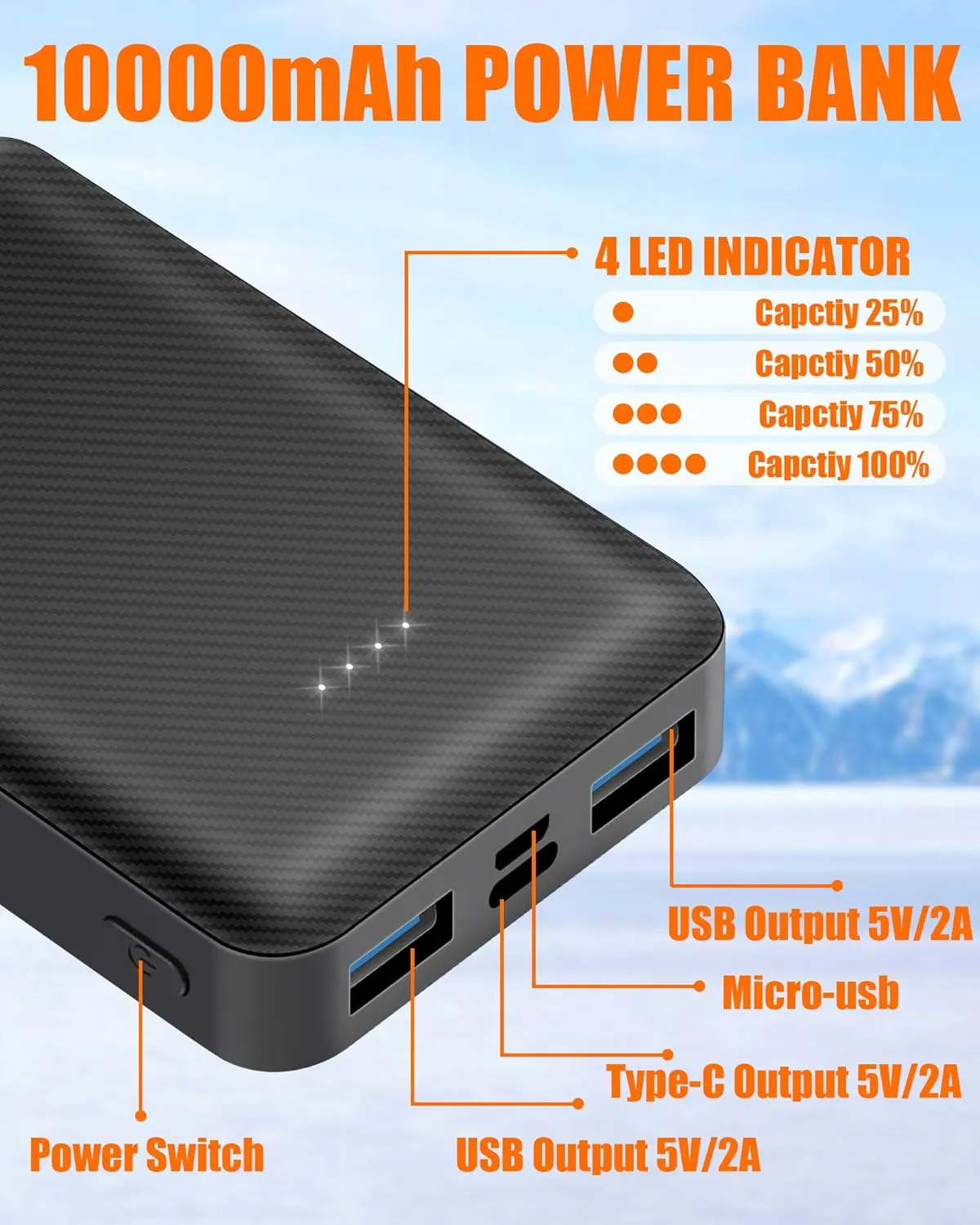 2Pcs 10000mAh Battery Pack for Heated Vest Jacket Coat Pants and Heating Underwear, 5V2A Heated Clothing Replacement Battery Pack