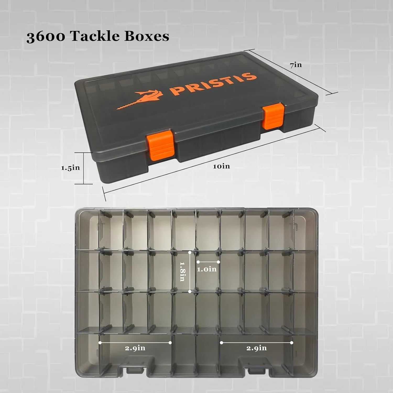 2pcs Tackle Trays, 10.1"L 3600 High Strength Plastic Lure Storage, Container with Removable Dividers, Portable Tool Box for Hardware Fitting & Fishing Parts, Adjustable Compartment Organizer