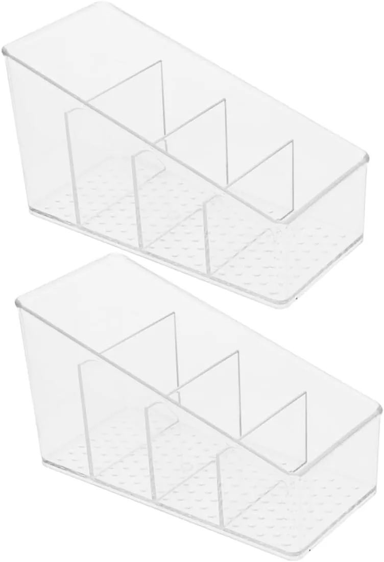 2Pcs Tea Bag Organizer Box Compartment Storage for Kitchen Station Stylish and Versatile Tea and Sugar Packet Holder Space Efficient Design