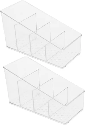 2Pcs Tea Bag Organizer Box Compartment Storage for Kitchen Station Stylish and Versatile Tea and Sugar Packet Holder Space Efficient Design