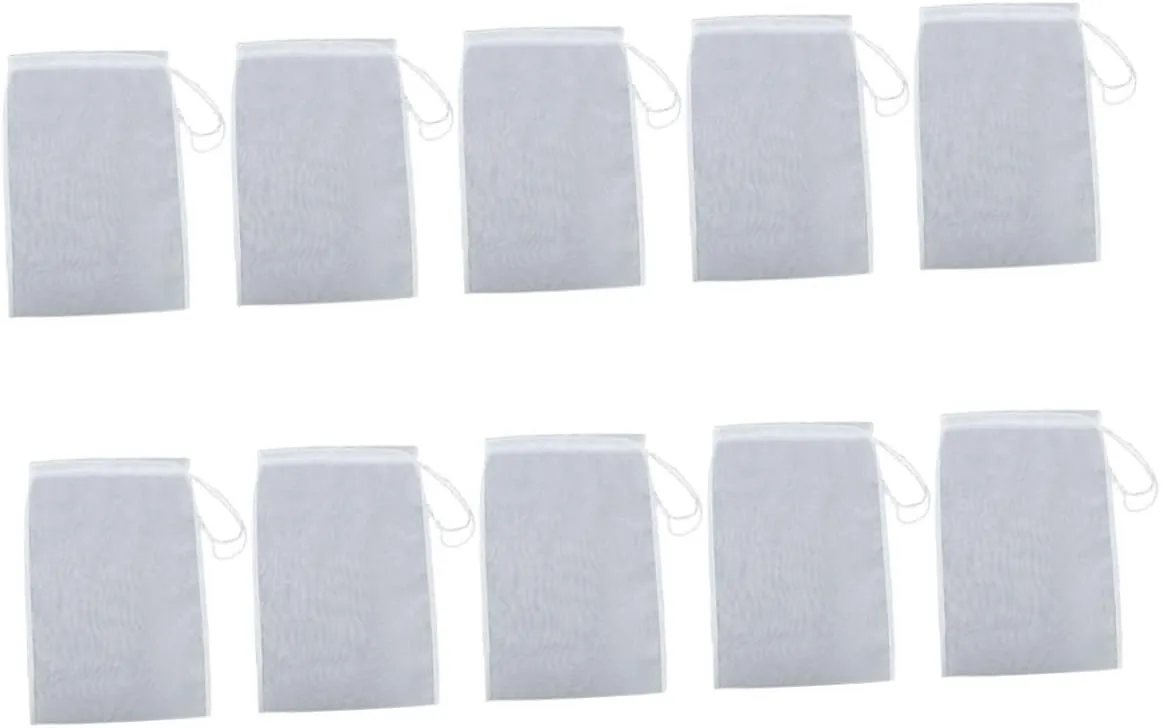 2sets Drawstring Filter Bag Large Soy Milk Filter Bag for Nut Milk Juice Pouch 10pcs*2