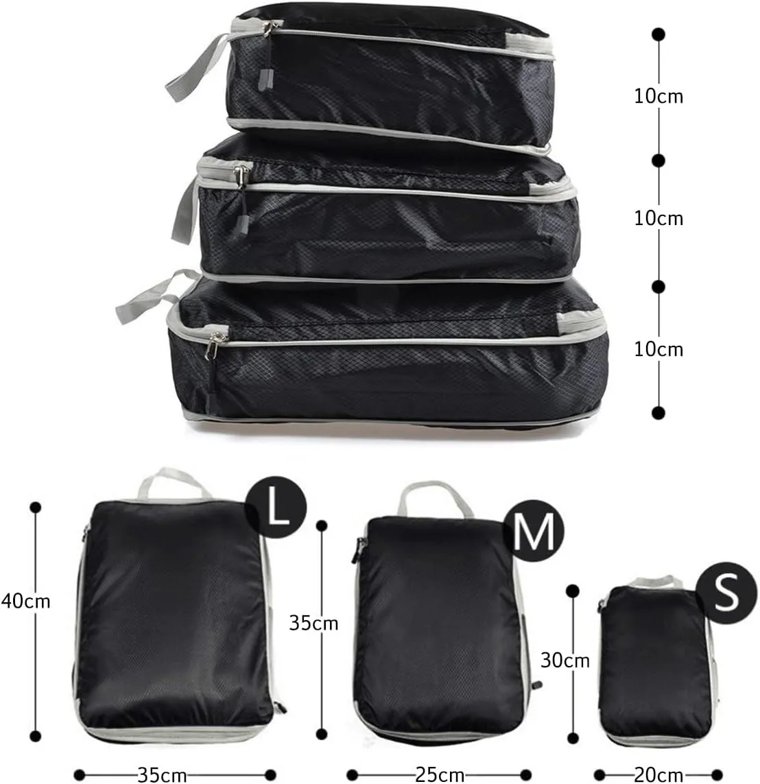 3 PCS Compression Packing Cubes for Suitcase Travel Luggage Organizer Bags Set Packing Organizers Compression Suitcase Bag Travel Essential Bag