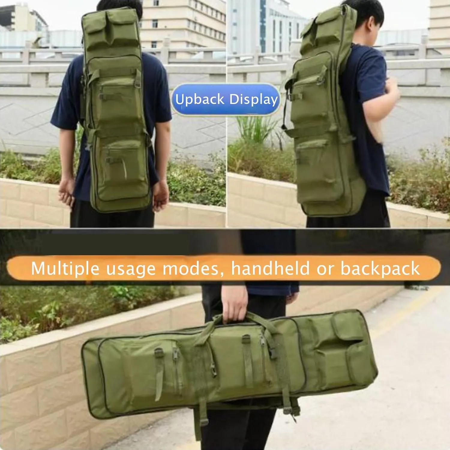 32/37/46 inch Double Rifle Case Soft Bag Gun Case,Tactical Double Long Gun Bag,with Lockable Zipper and Backpack Strap,for Outdoor Hunting Shooting,Gun Case Storage & Transportation