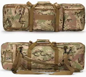 33" Soft Rifle Case Double Long Gun Bag, Tactical Rifle Gun Case, with Lockable Zipper and Backpack Strap, for Shooting Hunting Carrying