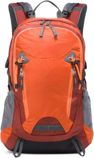 35L Hiking Backpack – Lightweight Waterproof Daypack with Adjustable Straps, Mesh Side Pockets – Camping & Travel Backpack for Men & Women – Orange