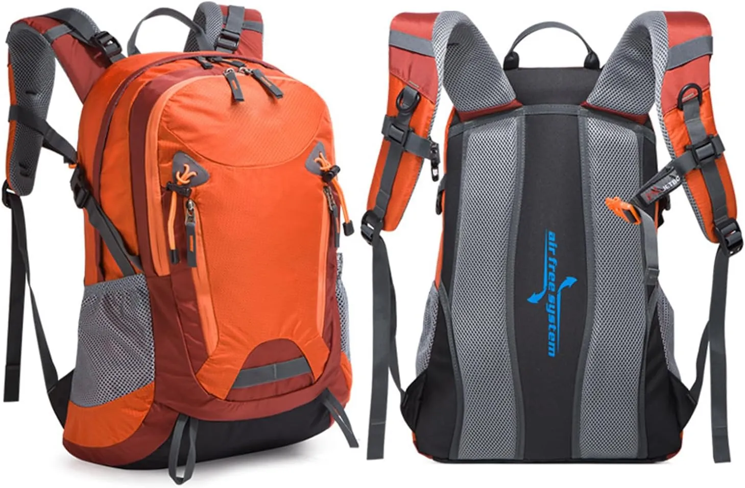 35L Hiking Backpack – Lightweight Waterproof Daypack with Adjustable Straps, Mesh Side Pockets – Camping & Travel Backpack for Men & Women – Orange