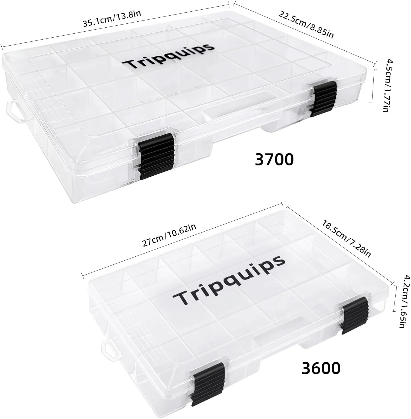 3600 Tackle Trays, Plastic Storage Organizer Box with Removable Dividers - Tackle Boxes - Fishing Tackle Storage - 3700 Tackle Trays - 2 Packs/4 Packs Box Organizer-3600 4 Packs