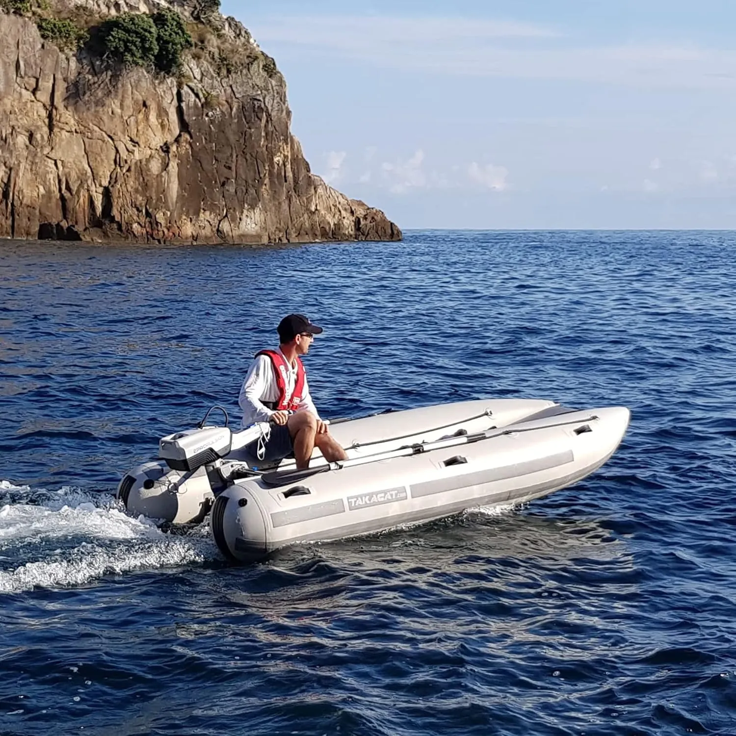 380LX Inflatable Dinghy Boat Open Transom Sport Tender - 6-Person - 20HP, Ultra-Portable Open Bow Design, 3.8 Meters, Gray