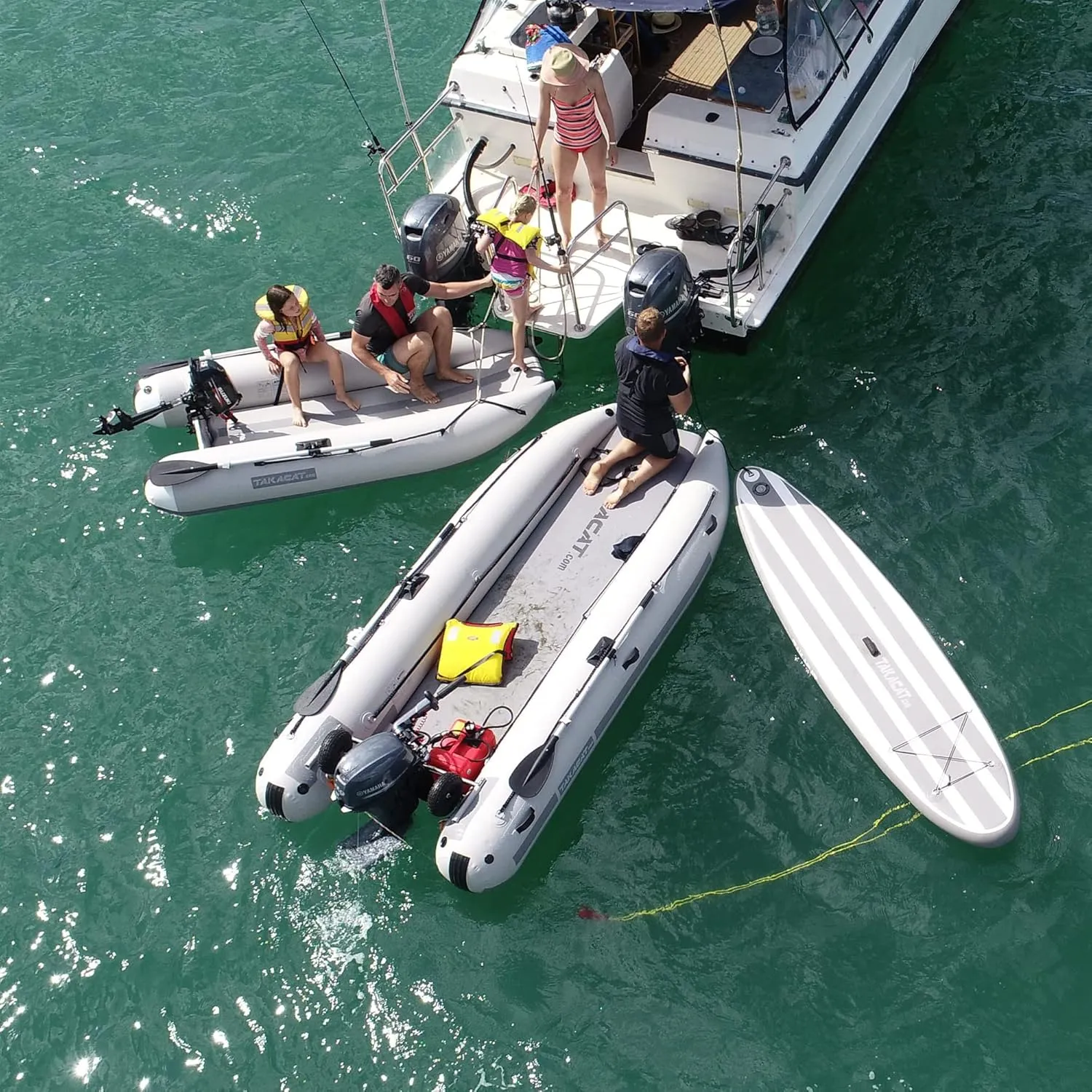380LX Inflatable Dinghy Boat Open Transom Sport Tender - 6-Person - 20HP, Ultra-Portable Open Bow Design, 3.8 Meters, Gray