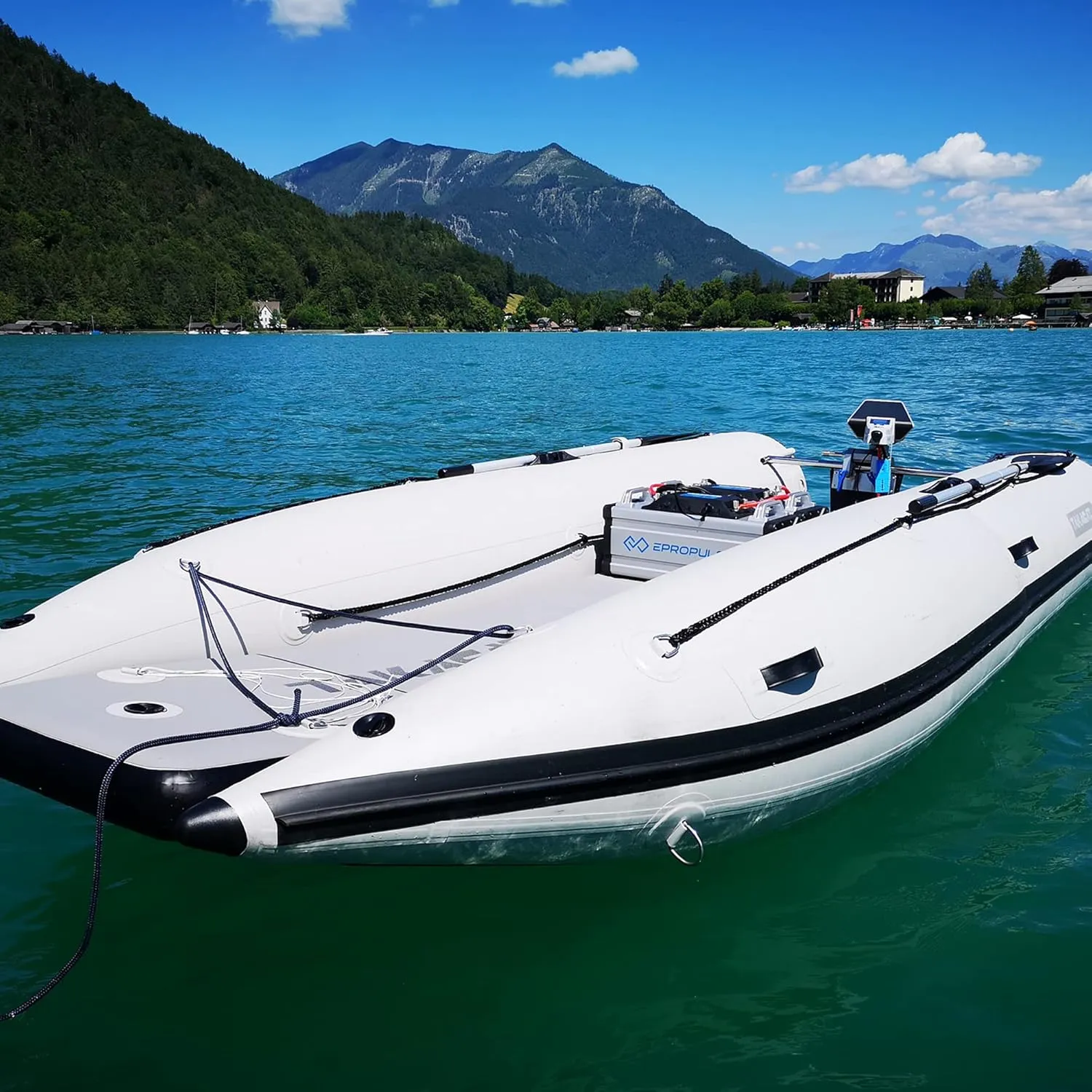 380LX Inflatable Dinghy Boat Open Transom Sport Tender - 6-Person - 20HP, Ultra-Portable Open Bow Design, 3.8 Meters, Gray