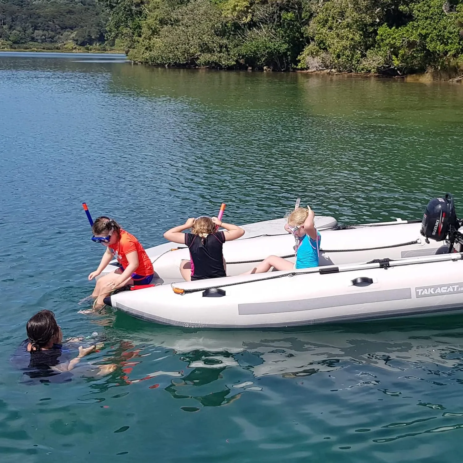 380LX Inflatable Dinghy Boat Open Transom Sport Tender - 6-Person - 20HP, Ultra-Portable Open Bow Design, 3.8 Meters, Gray