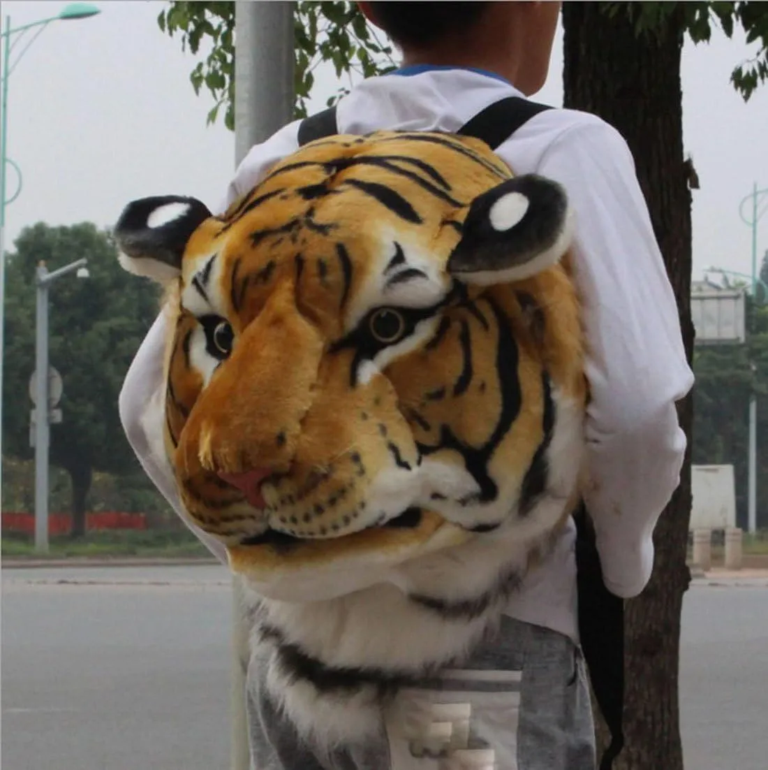 3D Animal Head Backpack Bag Backpack tiger/Lion/leopard/black bear Head Backpack Bag Knapsack and Wall Mount (tiger yellow)