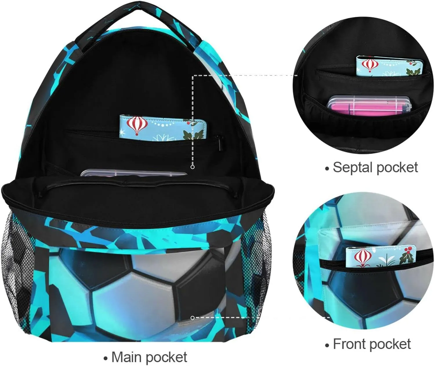 3D Soccer Sport Boys Girls Kids School Backpacks Bookbag, Elementary School Bag Travel Backpack Daypack