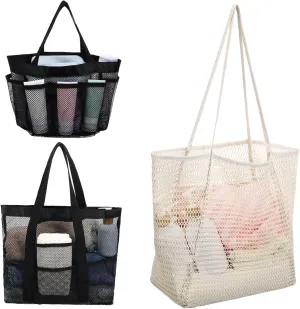 3pc Mesh Beach Bag Large Tote for Men Women Beach Swimming Gear Bag Picnic Vacation Accessories Lightweight Nylon Stylish Comfortable Handles