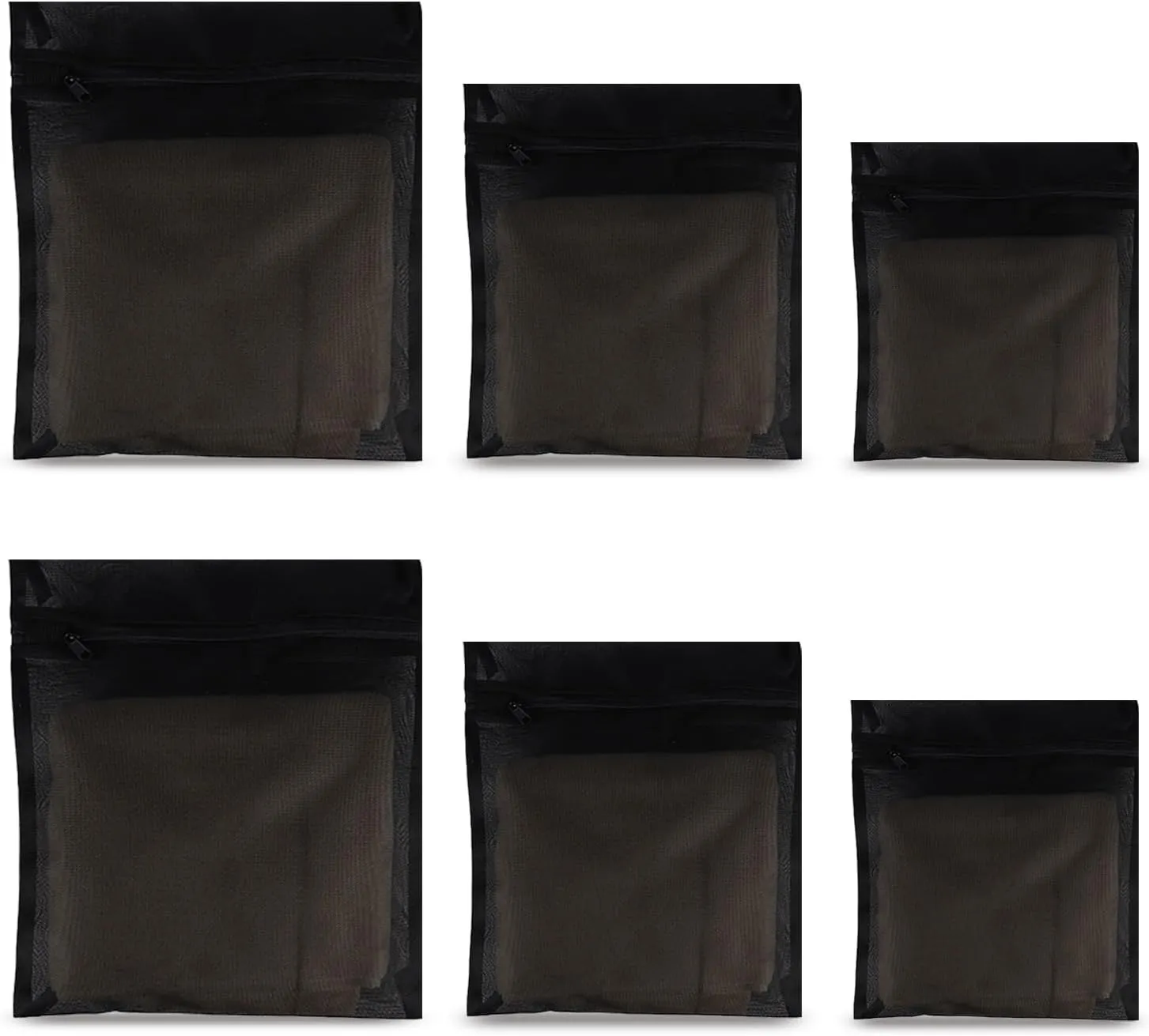 3Pcs Mesh Laundry Bags for Delicates with Premium Zipper, Travel Storage Organize Bag, Clothing Washing Bags for Laundry (BLACK, 6)