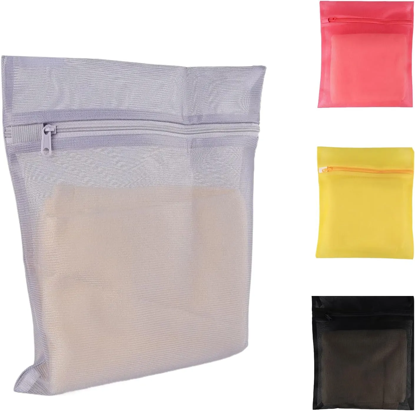 3Pcs Mesh Laundry Bags for Delicates with Premium Zipper, Travel Storage Organize Bag, Clothing Washing Bags for Laundry (BLACK, 6)