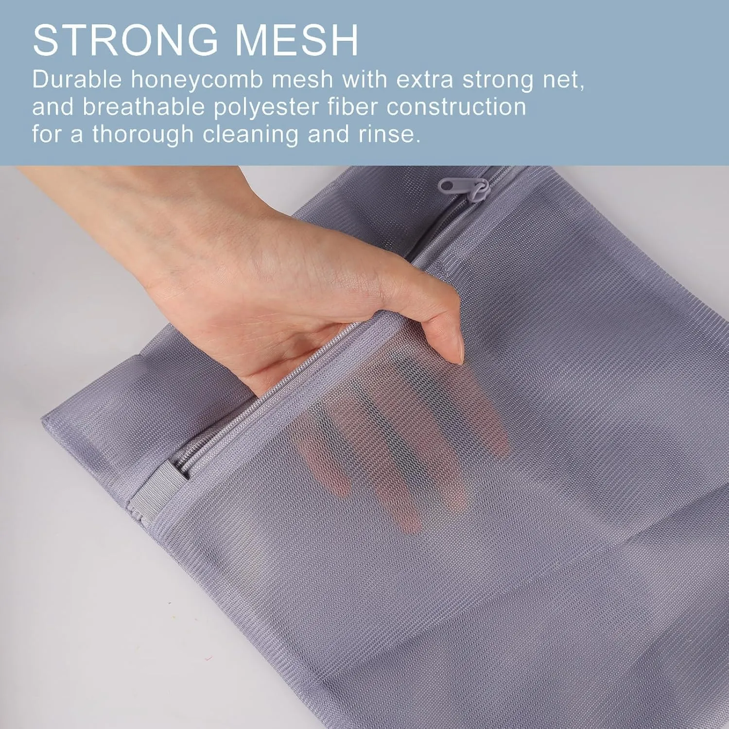 3Pcs Mesh Laundry Bags for Delicates with Premium Zipper, Travel Storage Organize Bag, Clothing Washing Bags for Laundry (BLACK, 6)