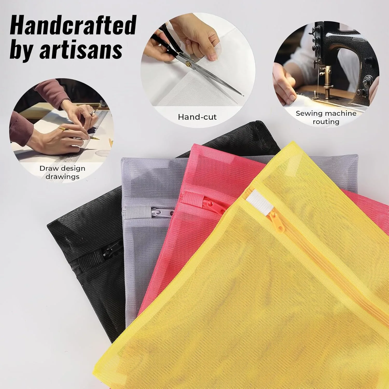 3Pcs Mesh Laundry Bags for Delicates with Premium Zipper, Travel Storage Organize Bag, Clothing Washing Bags for Laundry (BLACK, 6)