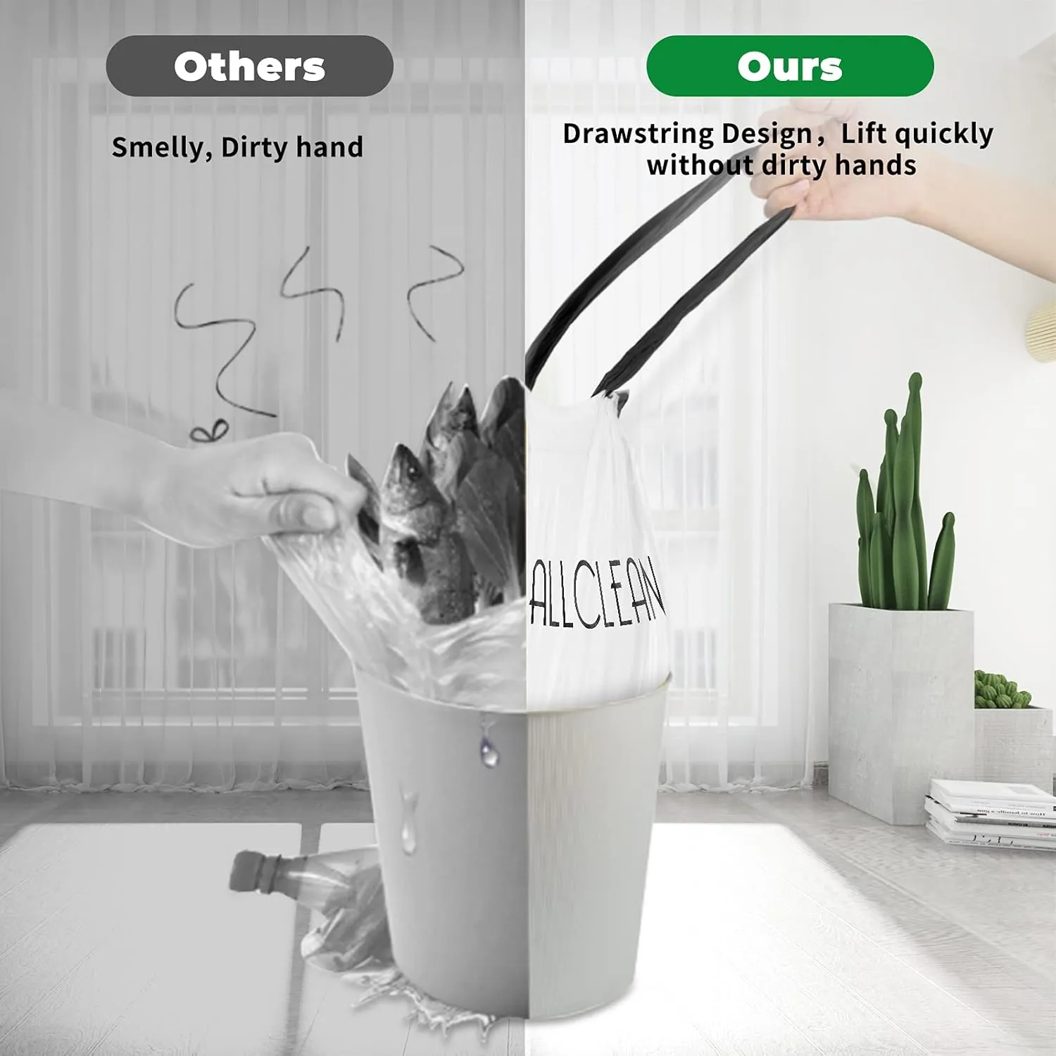 4 Gallon Trash Bags Drawstring, Small Kitchen Garbage Bags Wastebasket Ultra Strong for Bathroom,Office,Kitchen,Bedroom,Office Trash, 4 Gallons Drawstring White, 90 Count (Pack of 1)