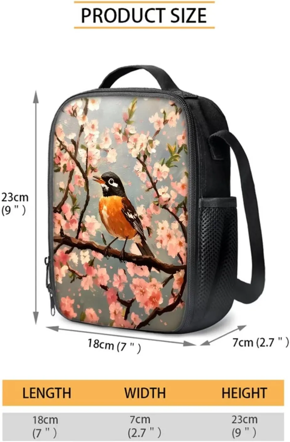 4 In 1 Backpack Set for Kids Teens Boys Girls, Sparrow Print School Bag with Insulated Lunch Box Pencil Case Water Cup Sleeve, Elementary Kindergarten Preschool Bookbag for Travel Camping