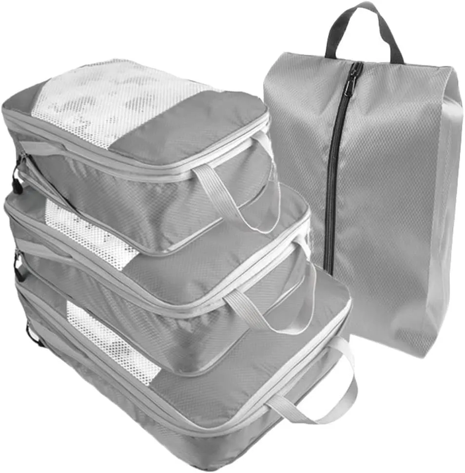 4 PCS Compression Packing Cubes for Suitcase Travel Luggage Organizer Bags Set Packing Organizers Compression Suitcase Bag Travel Essential Bag