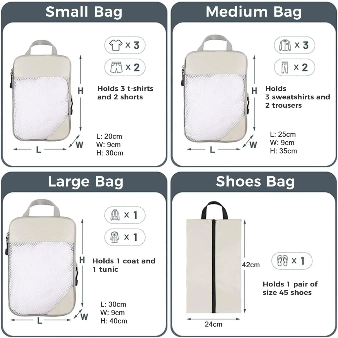 4 PCS Compression Packing Cubes for Suitcase Travel Luggage Organizer Bags Set Packing Organizers Compression Suitcase Bag Travel Essential Bag