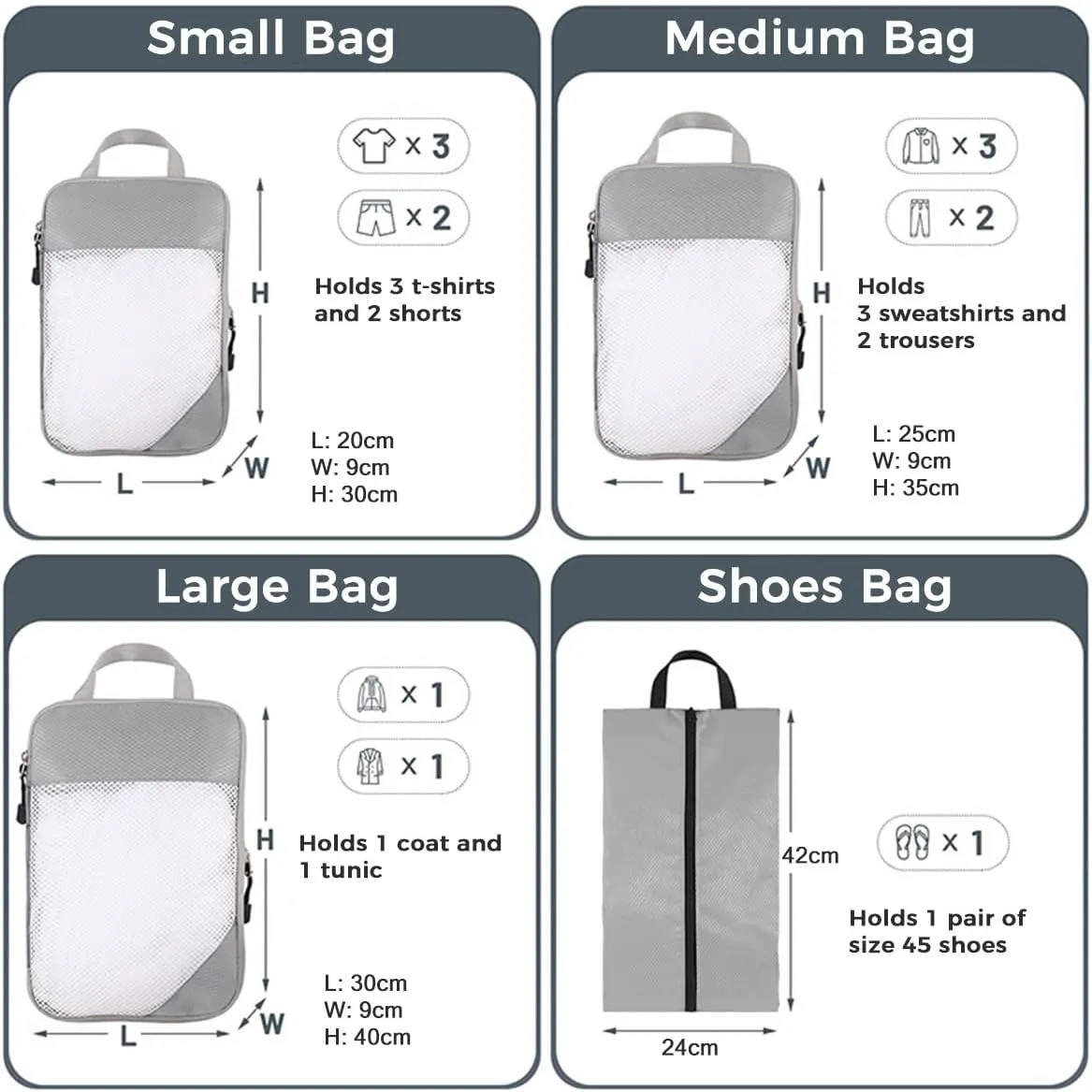 4 PCS Compression Packing Cubes for Suitcase Travel Luggage Organizer Bags Set Packing Organizers Compression Suitcase Bag Travel Essential Bag