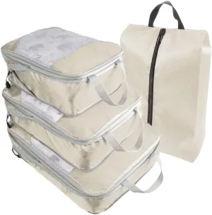 4 PCS Compression Packing Cubes for Suitcase Travel Luggage Organizer Bags Set Packing Organizers Compression Suitcase Bag Travel Essential Bag