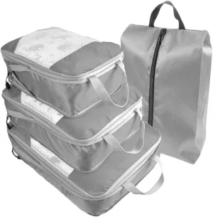 4 PCS Compression Packing Cubes for Suitcase Travel Luggage Organizer Bags Set Packing Organizers Compression Suitcase Bag Travel Essential Bag