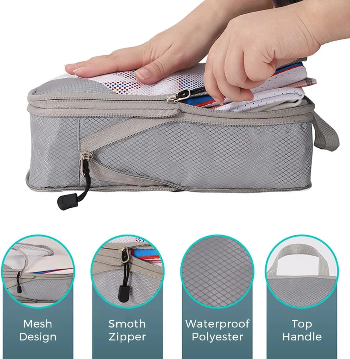 4 PCS Compression Packing Cubes for Suitcase Travel Luggage Organizer Bags Set Packing Organizers Compression Suitcase Bag Travel Essential Bag