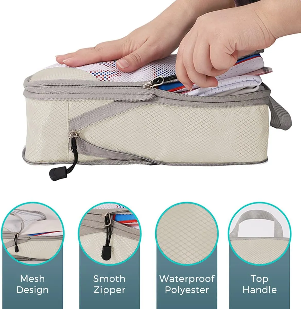 4 PCS Compression Packing Cubes for Suitcase Travel Luggage Organizer Bags Set Packing Organizers Compression Suitcase Bag Travel Essential Bag