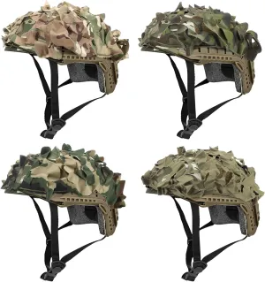 4 Pcs Helmet Cover Tactical Scrim Airsoft Leaf Cover Camo Military Gear Combat Fast Tactical Accessories Military Paintball Hunting Shooting Gear, Helmet Not Included